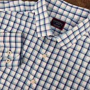 UNTUCKit Foris Nylon Performance Long Sleeve Button Down Blue White Men's M